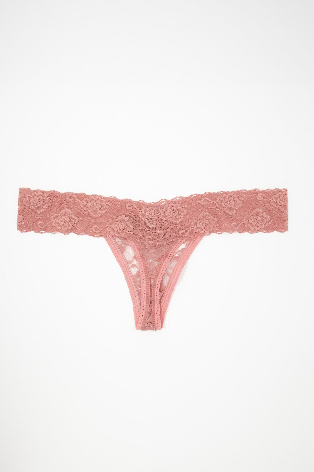 Women Floral Lace Thong Mauve