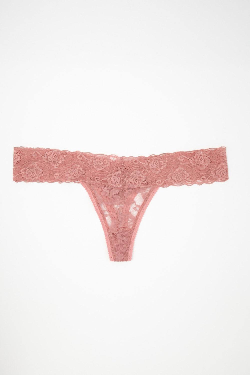 Women Floral Lace Thong Mauve