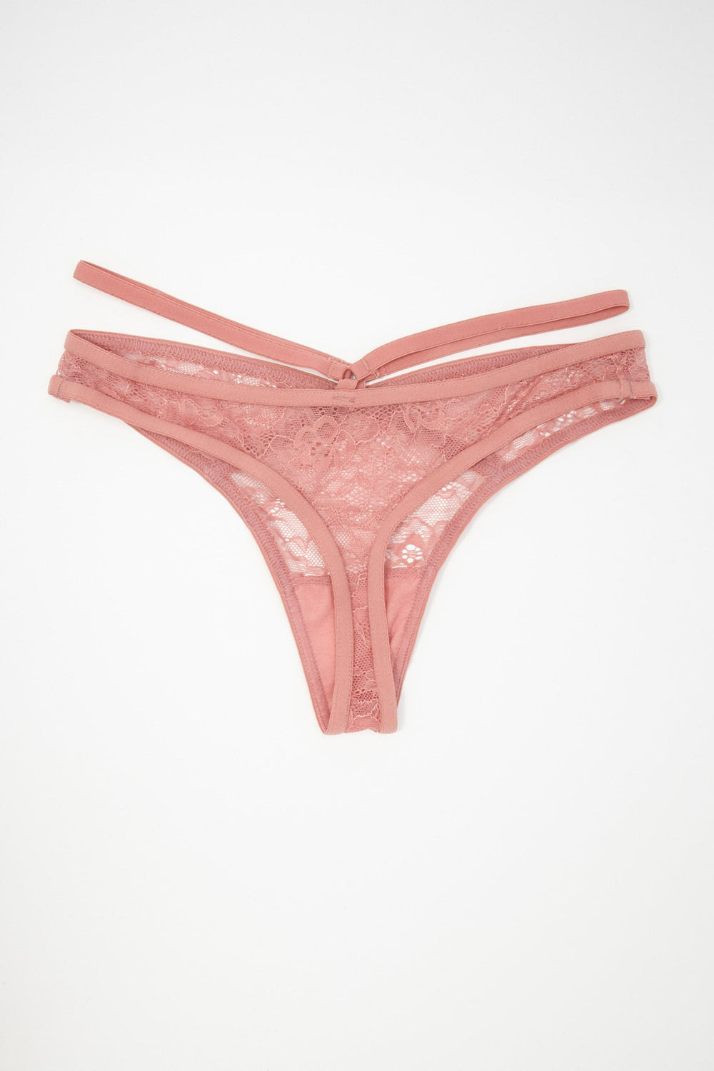 Women Tanga en dentelle à motif de cage Mauve