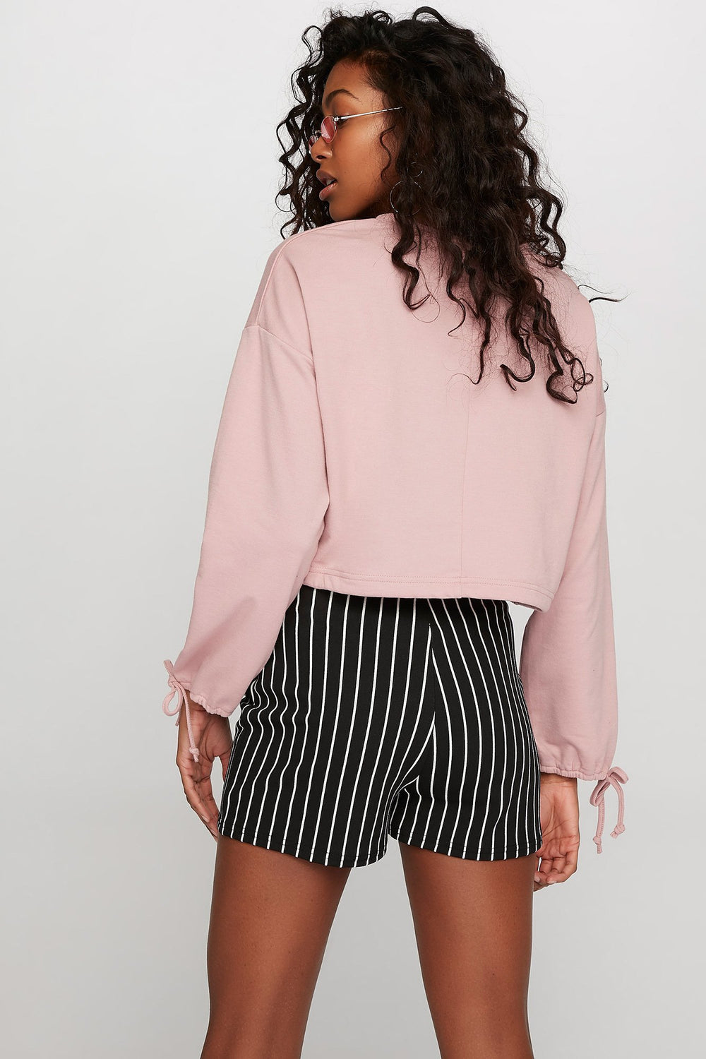 Women Chandail court avec attache et taille coulissante Mauve