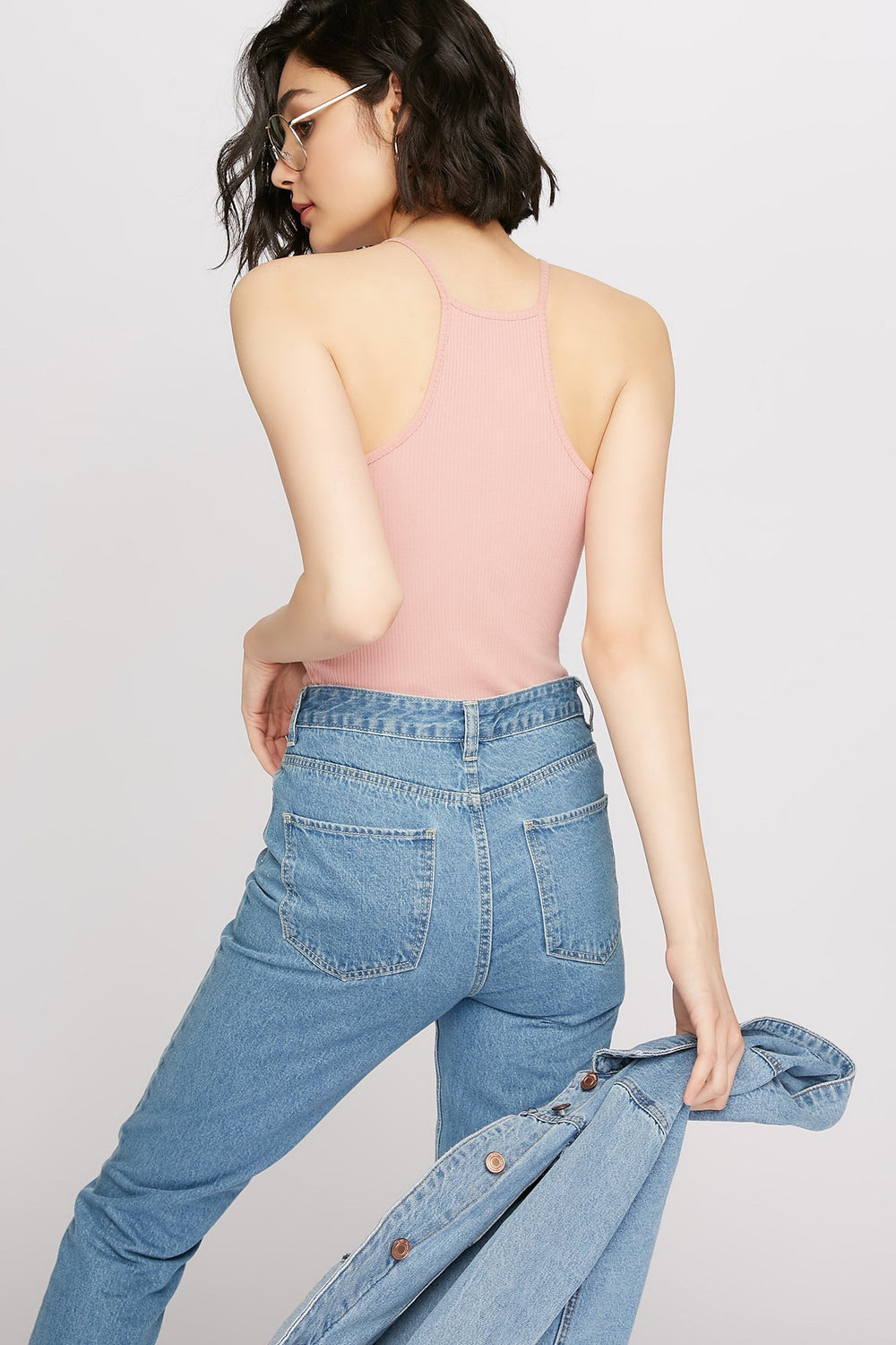 Women Ribbed Mock-Neck Camisole Mauve
