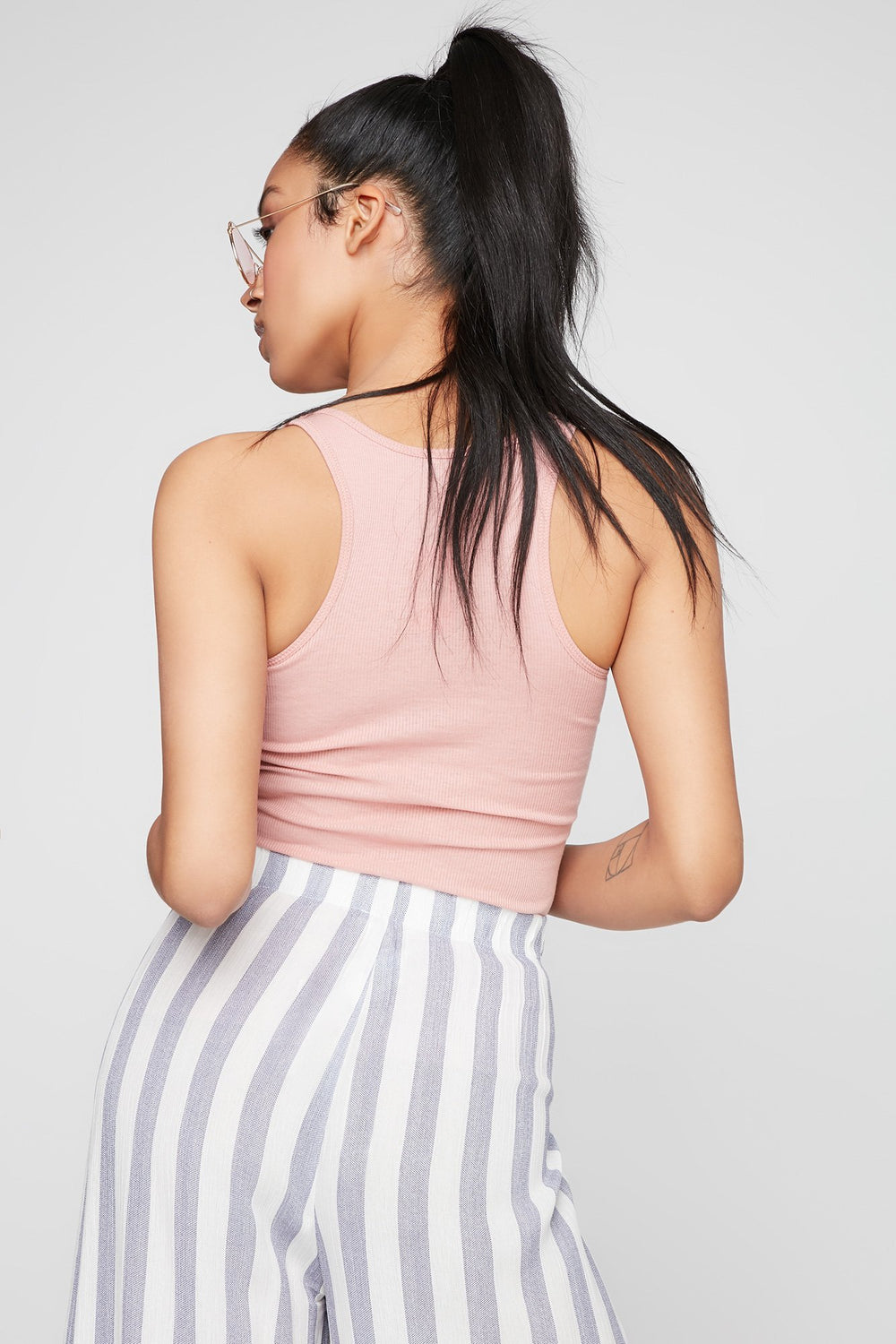 Women Ribbed Racerback Tank Mauve