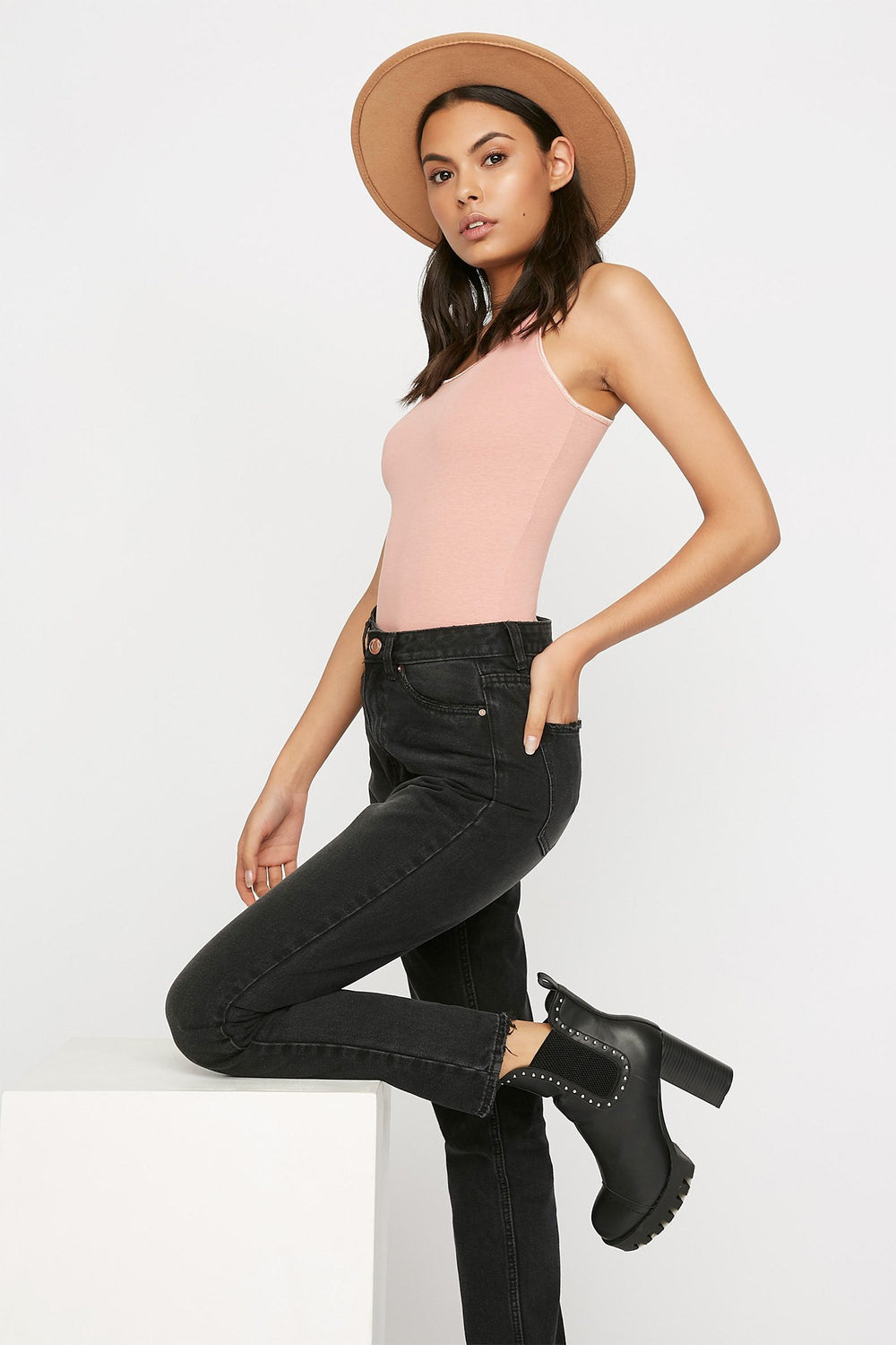 Women Scoop Neck Longline Basic Camisole Mauve