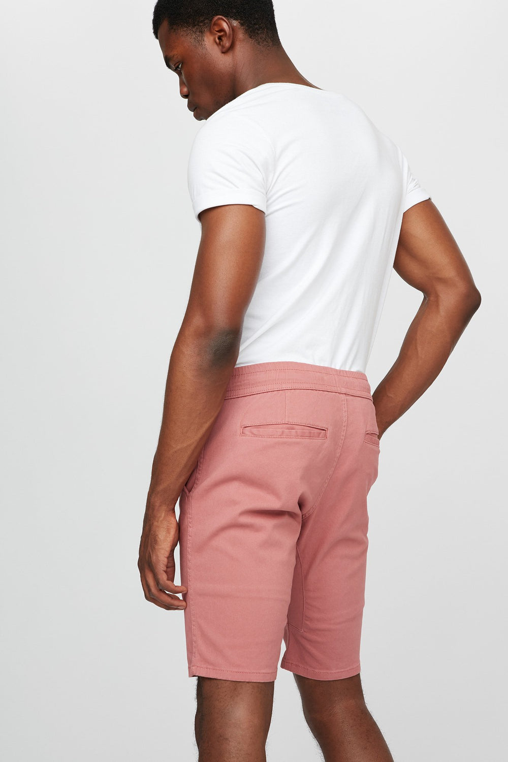 Men Short de jogging mince en toile à taille coulissante Mauve