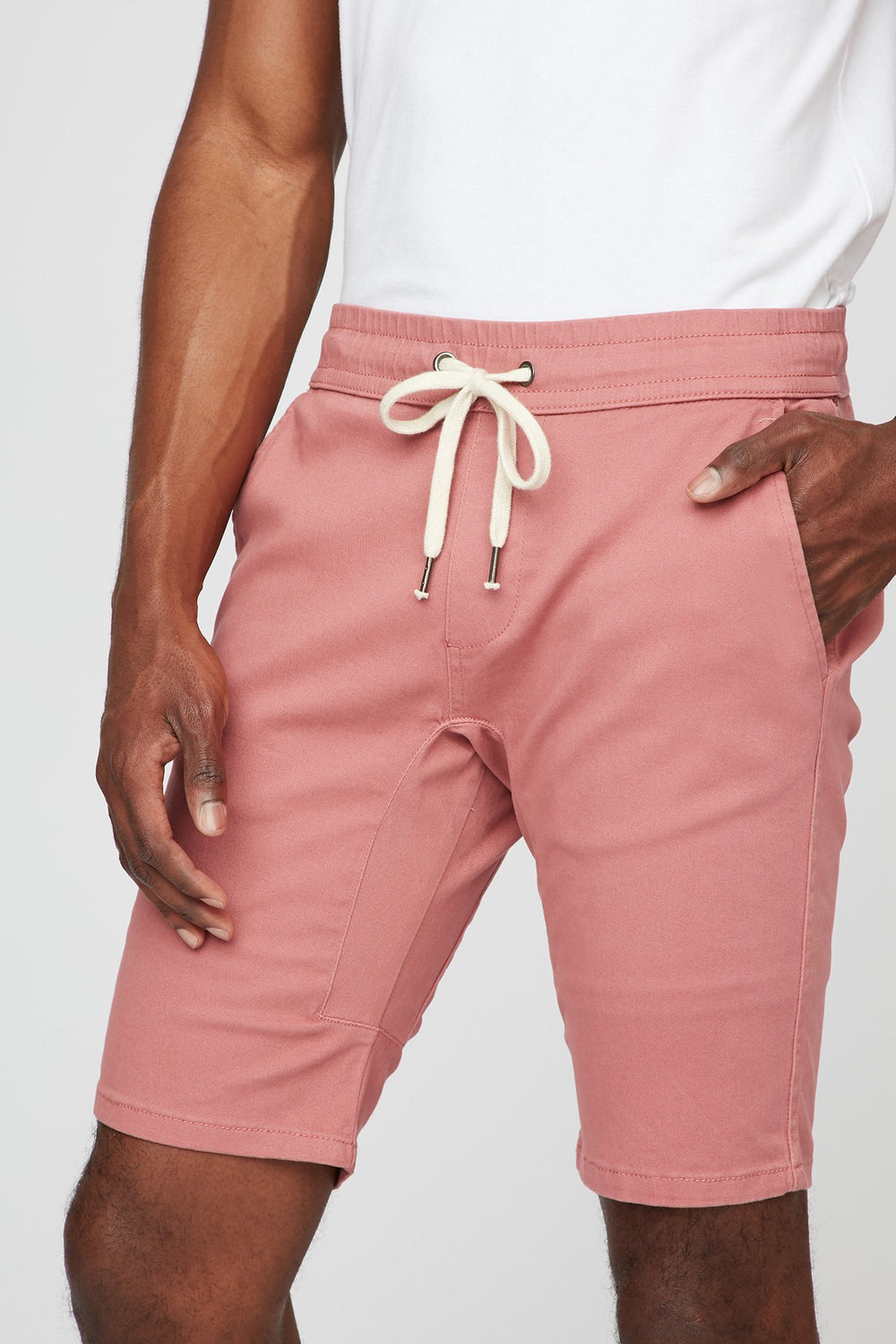 Men Slim Canvas Jogger Drawstring Short Mauve