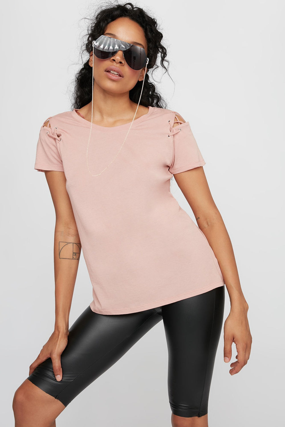 Women T-shirt à épaules dénudées Mauve