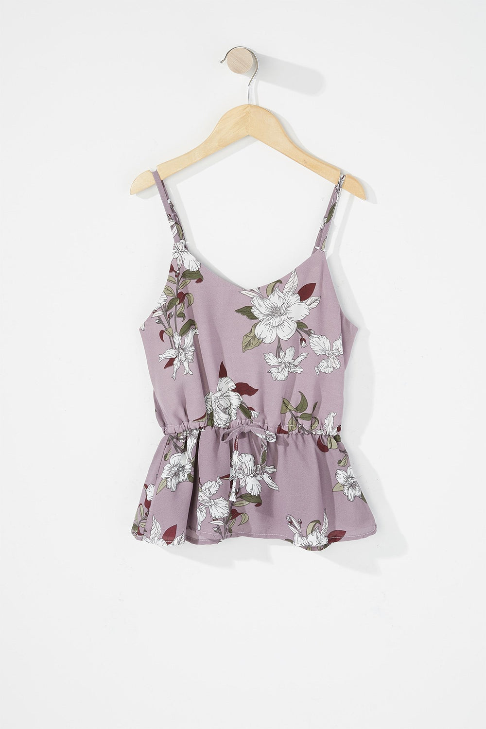 Kids Girls Floral Ruffle Self-Tie Blouse Mauve