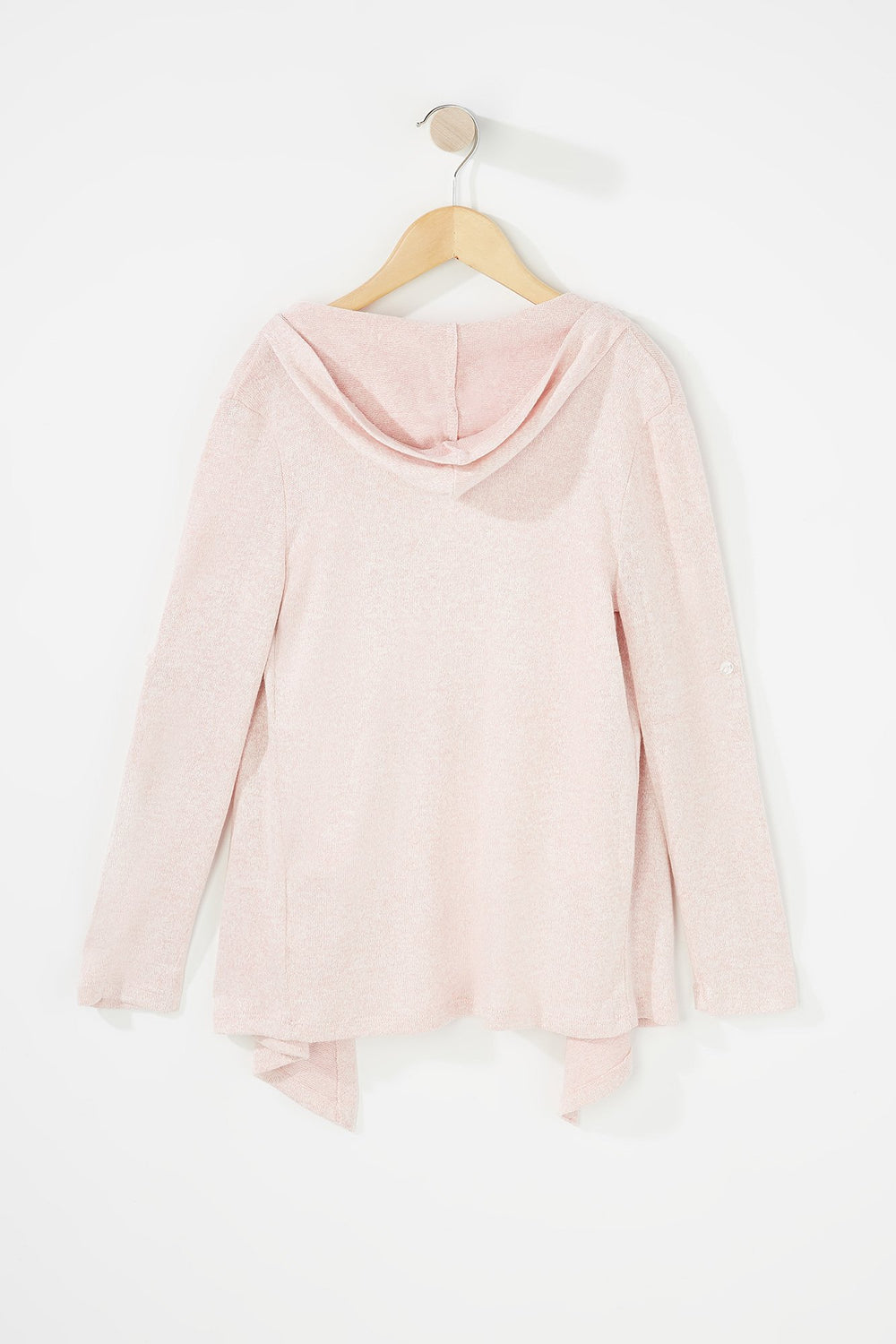Kids Girls Hooded Cardigan Graphic Tank Set With Necklace Mauve