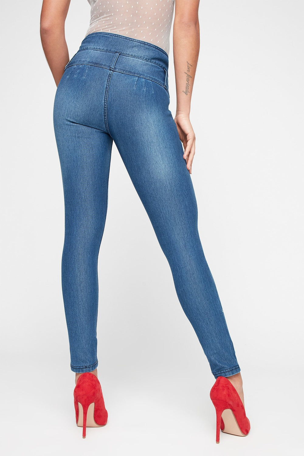 Women 4-Tier High-Rise Skinny Jean Medium Blue
