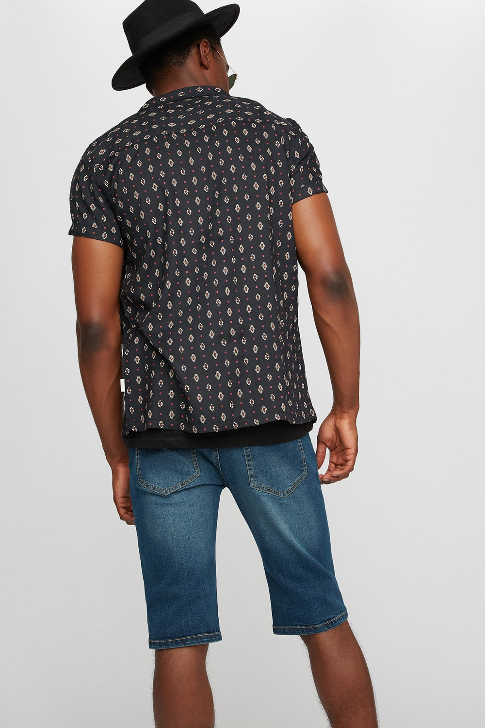 Men Medium Wash Slim Denim Short Medium Blue