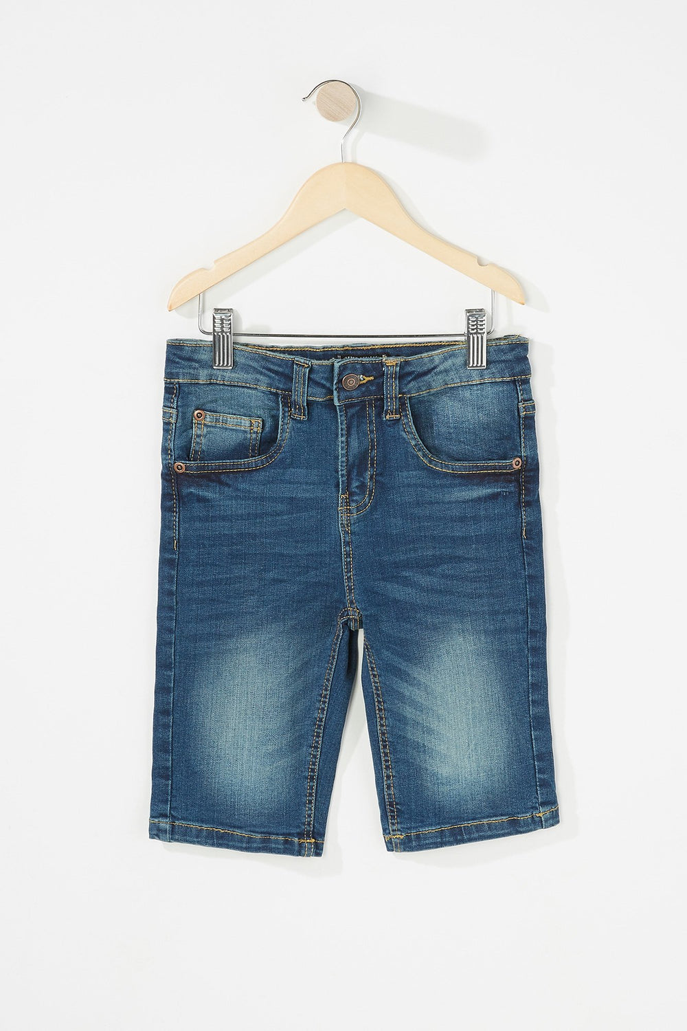 Kids Boys Medium Wash Slim Bermuda Denim Short Medium Blue