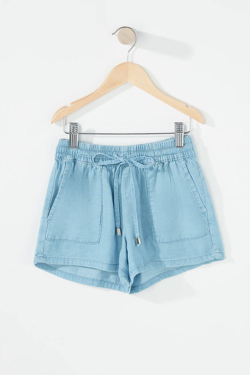 Kids Girls Chambray Drawstring Short Medium Blue