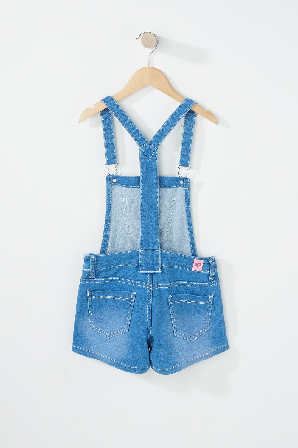 Kids Girls Crochet Denim Shortall Medium Blue