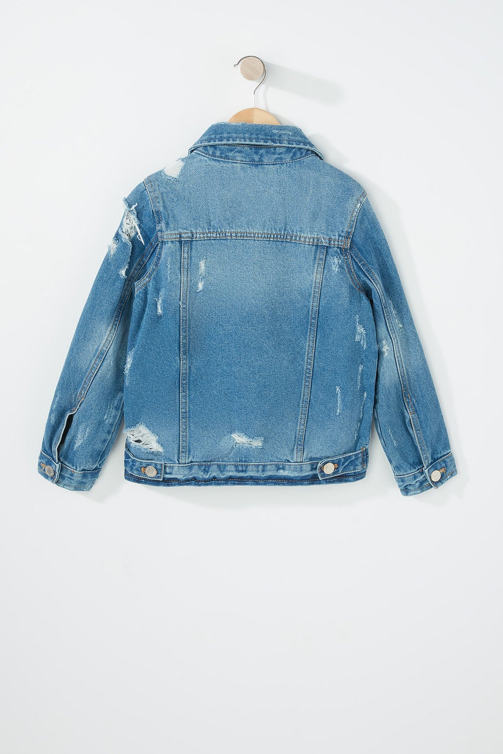 Kids Girls Distressed Denim Jacket Medium Blue