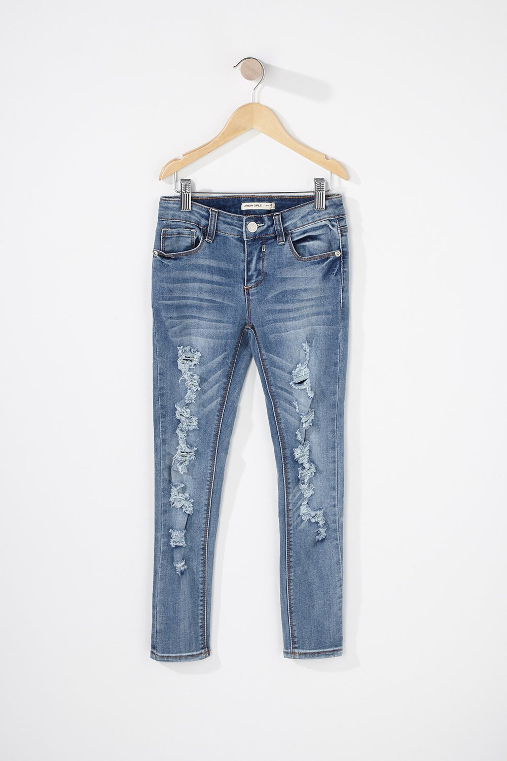Kids Girls Distressed Skinny Jean Medium Blue