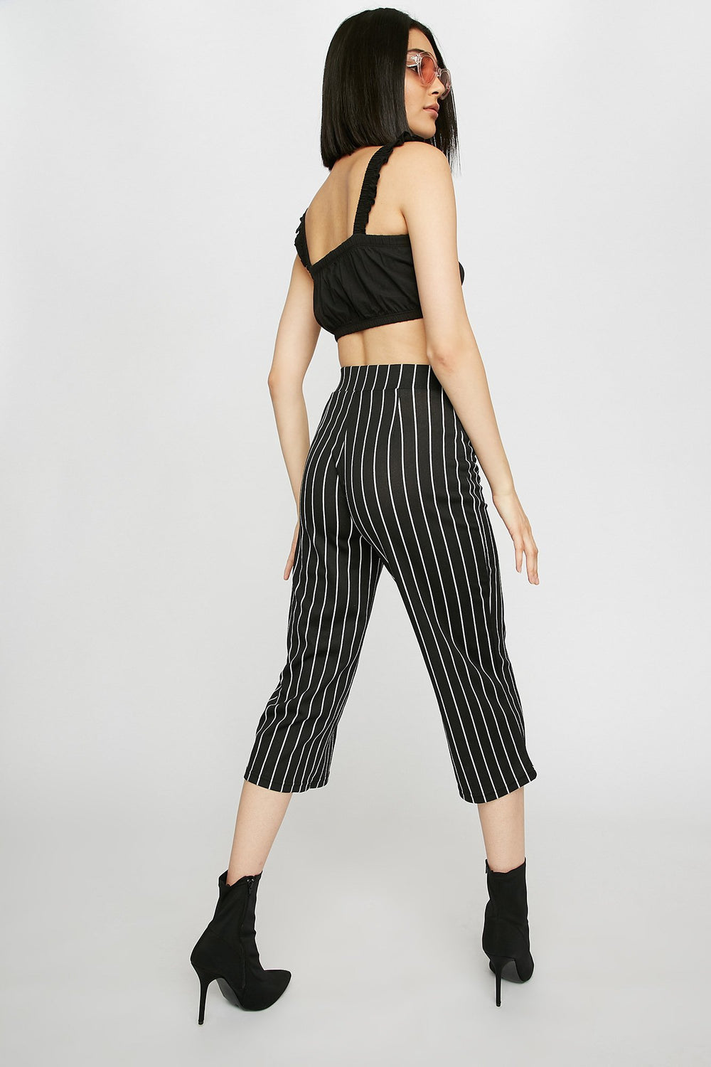 Women Jupe-culotte rayée à taille haute avec attache Milleraies
