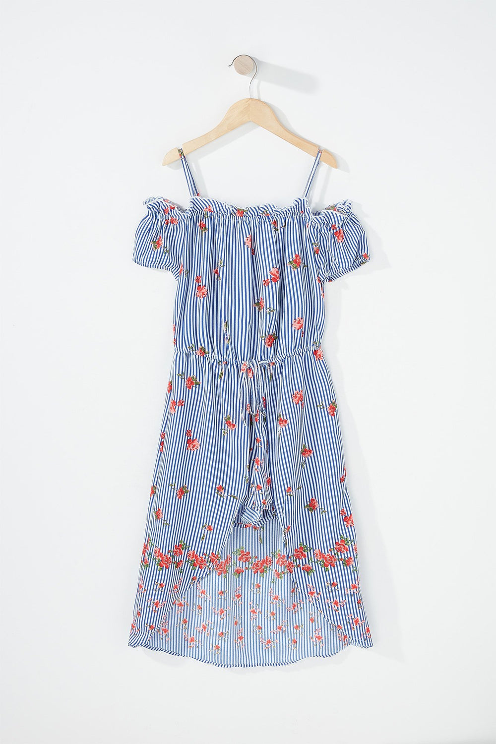 Kids Combi-short volanté fleuri à épaules dénudées et taille coulissante pour fille Milleraies