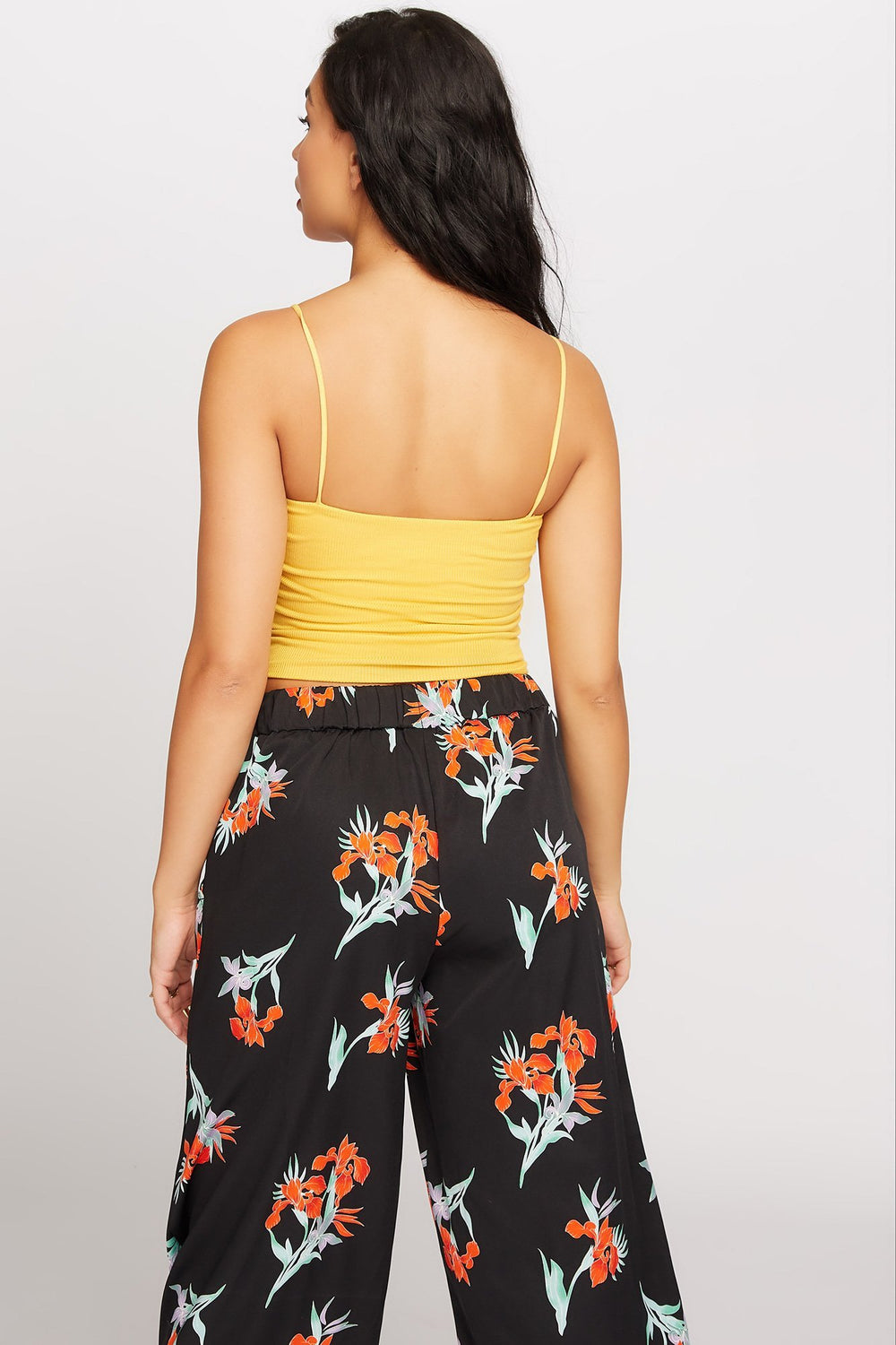 Women Camisole courte côtelée Moutarde