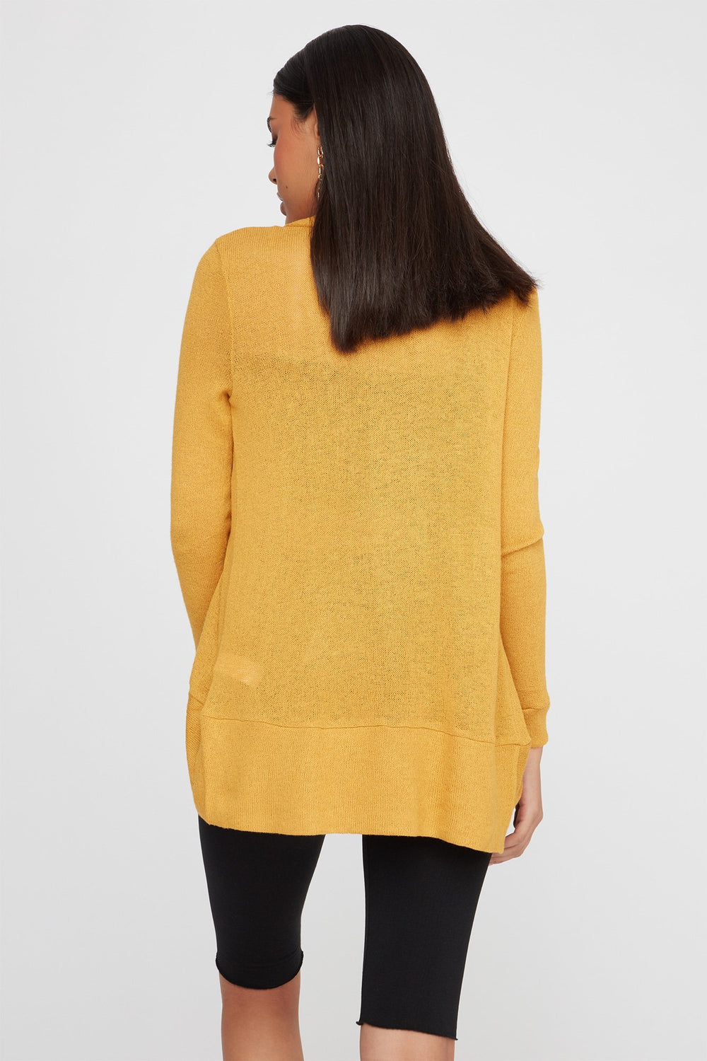Women Cardigan asymétrique moucheté Moutarde