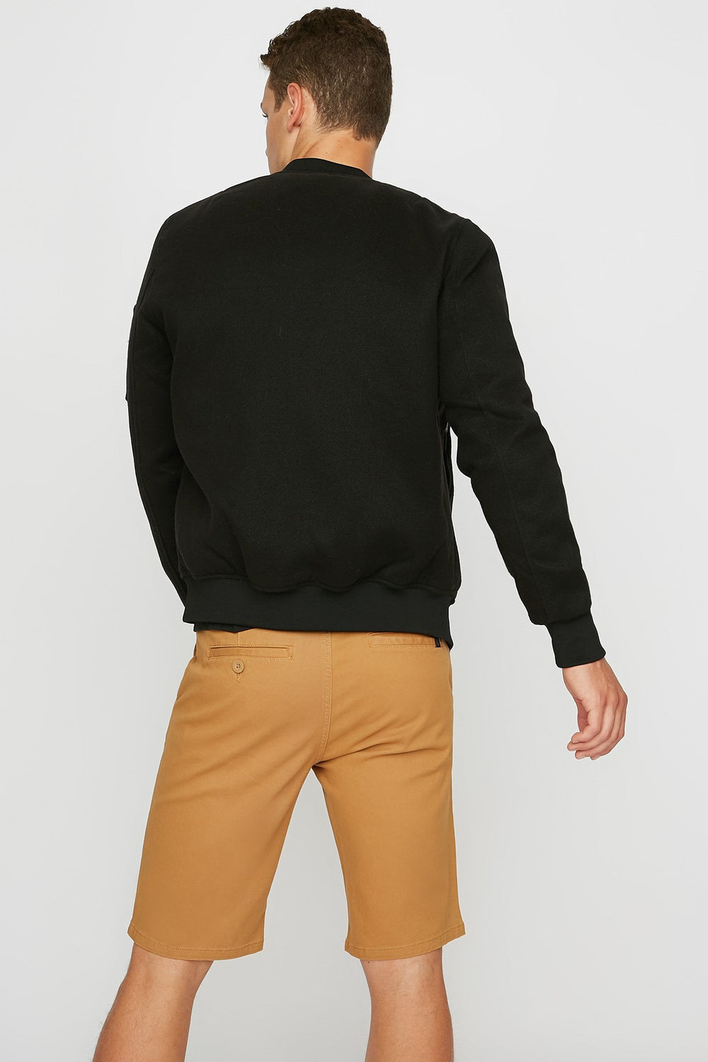 Men Short chino mince à devant plat Moutarde