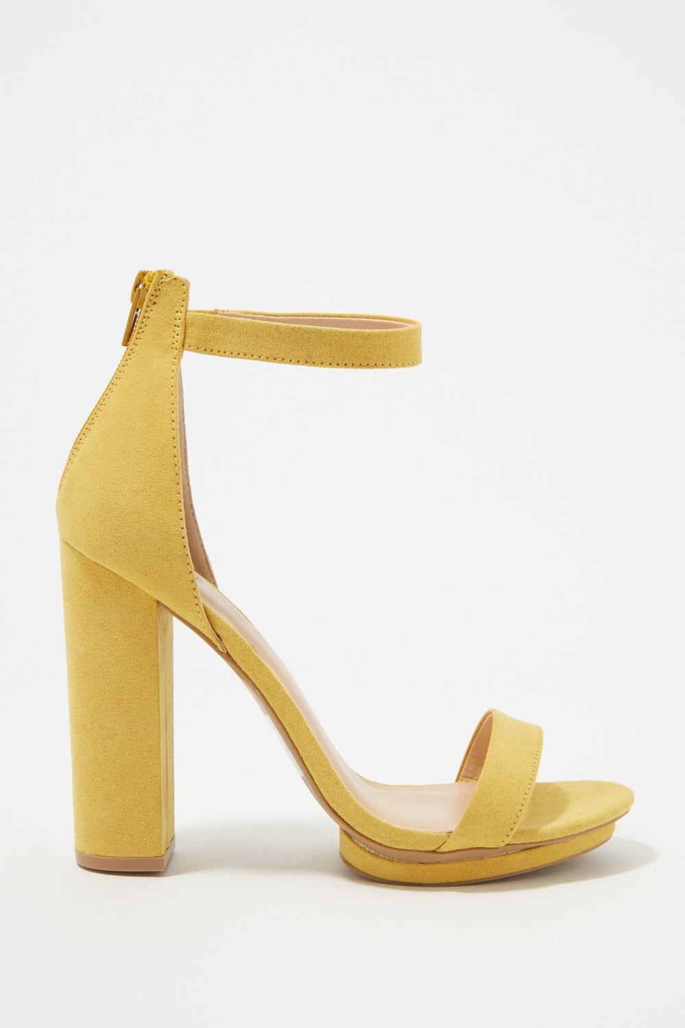 Women Souliers plateformes à talons blocs en similisuède Moutarde