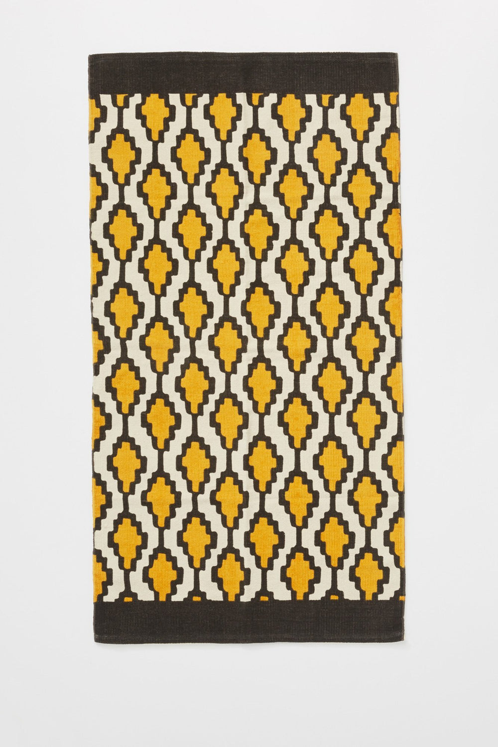 Women Tapis tissé géométrique coloré Moutarde