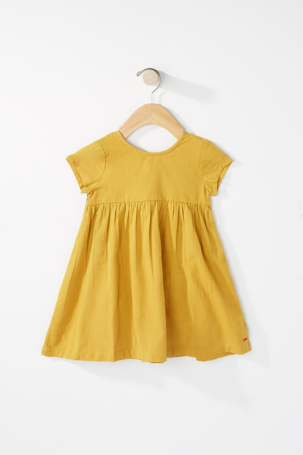 Kids Robe plissée avec boucle et encolure en V pour bébé fille Moutarde