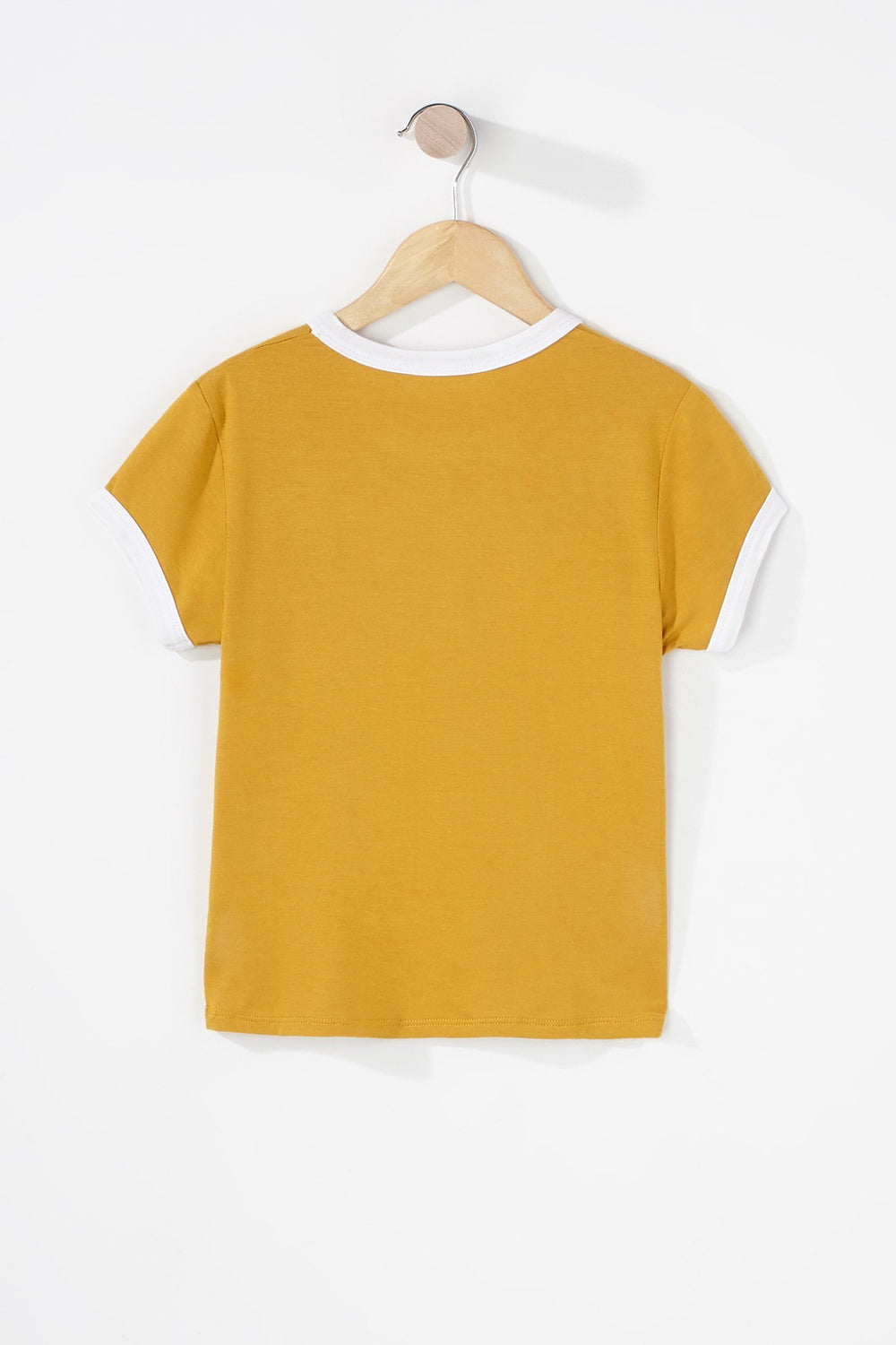 Kids T-shirt à liséré contrastant coloré pour fille Moutarde
