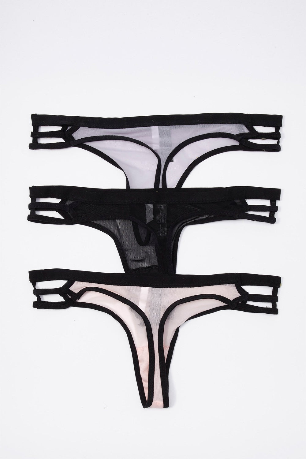 Women Floral Embroidered Mesh Thong (3 Pack) Multi