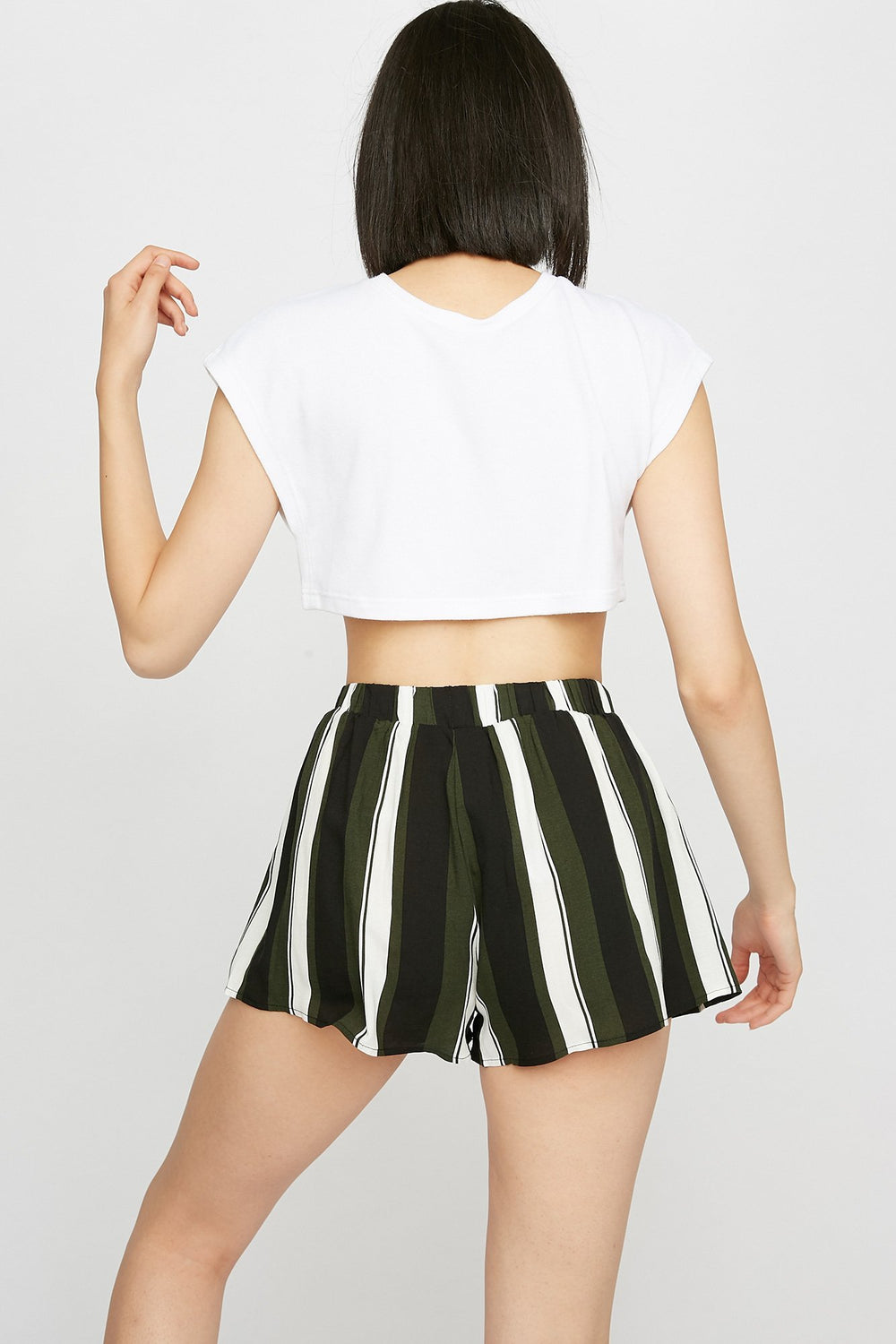 Women High-Rise Striped Self-Tie Lightweight Short Multi