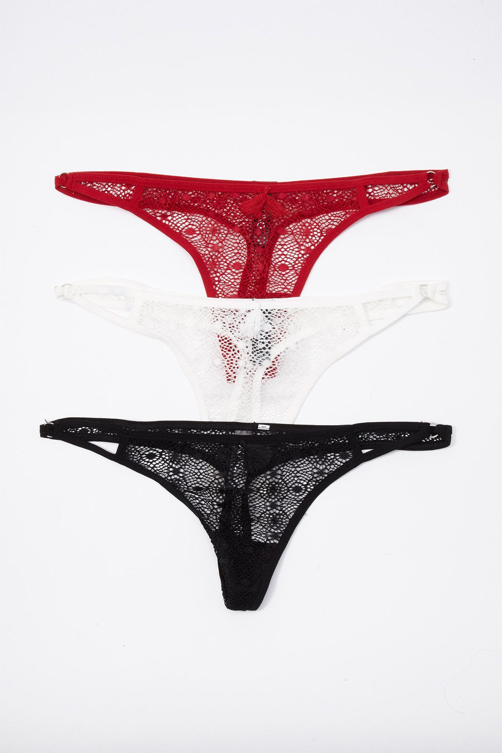 Women Lace Tassel Thong (3 Pack) Multi