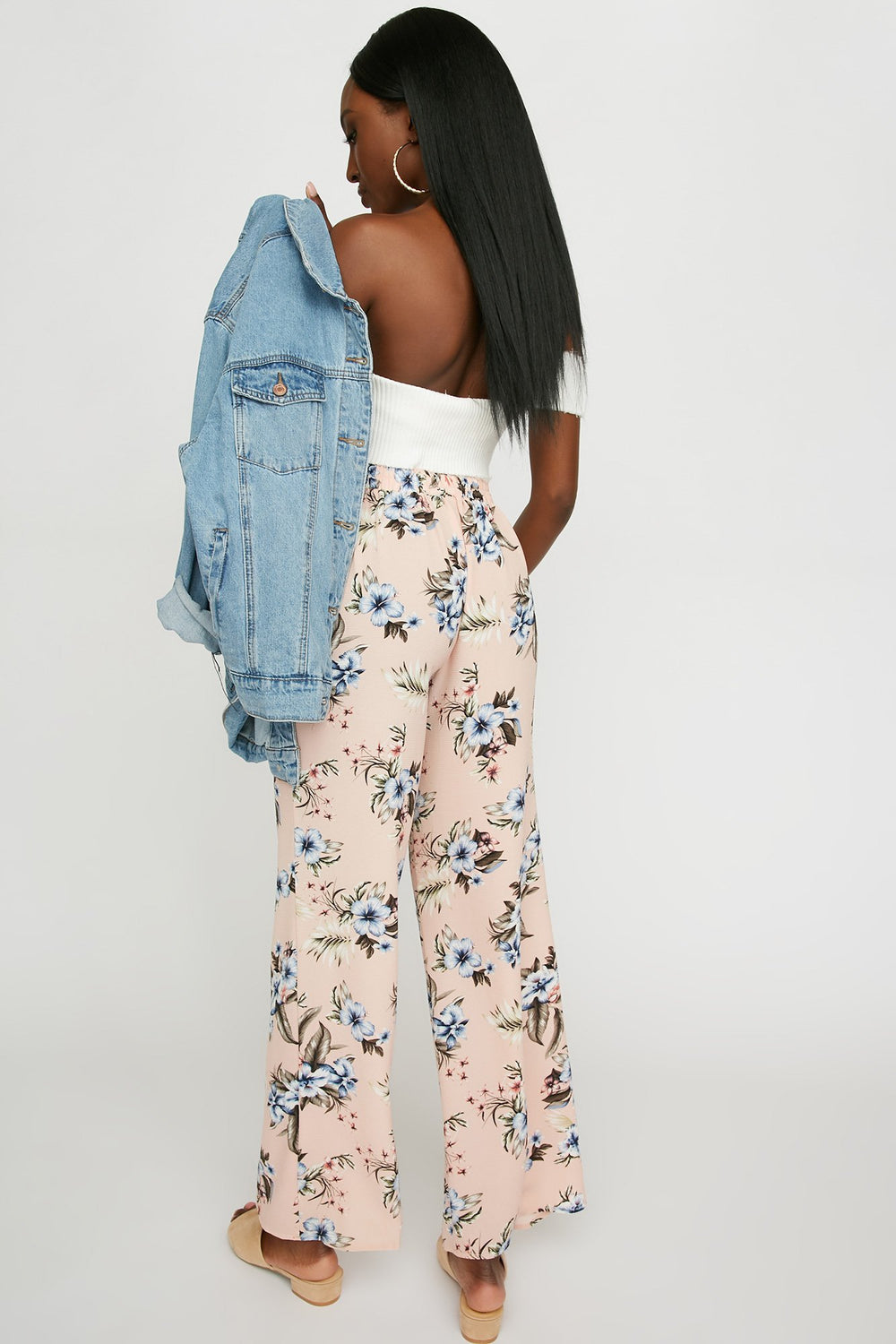 Women Pantalon-jupe fleuri à taille haute Multi