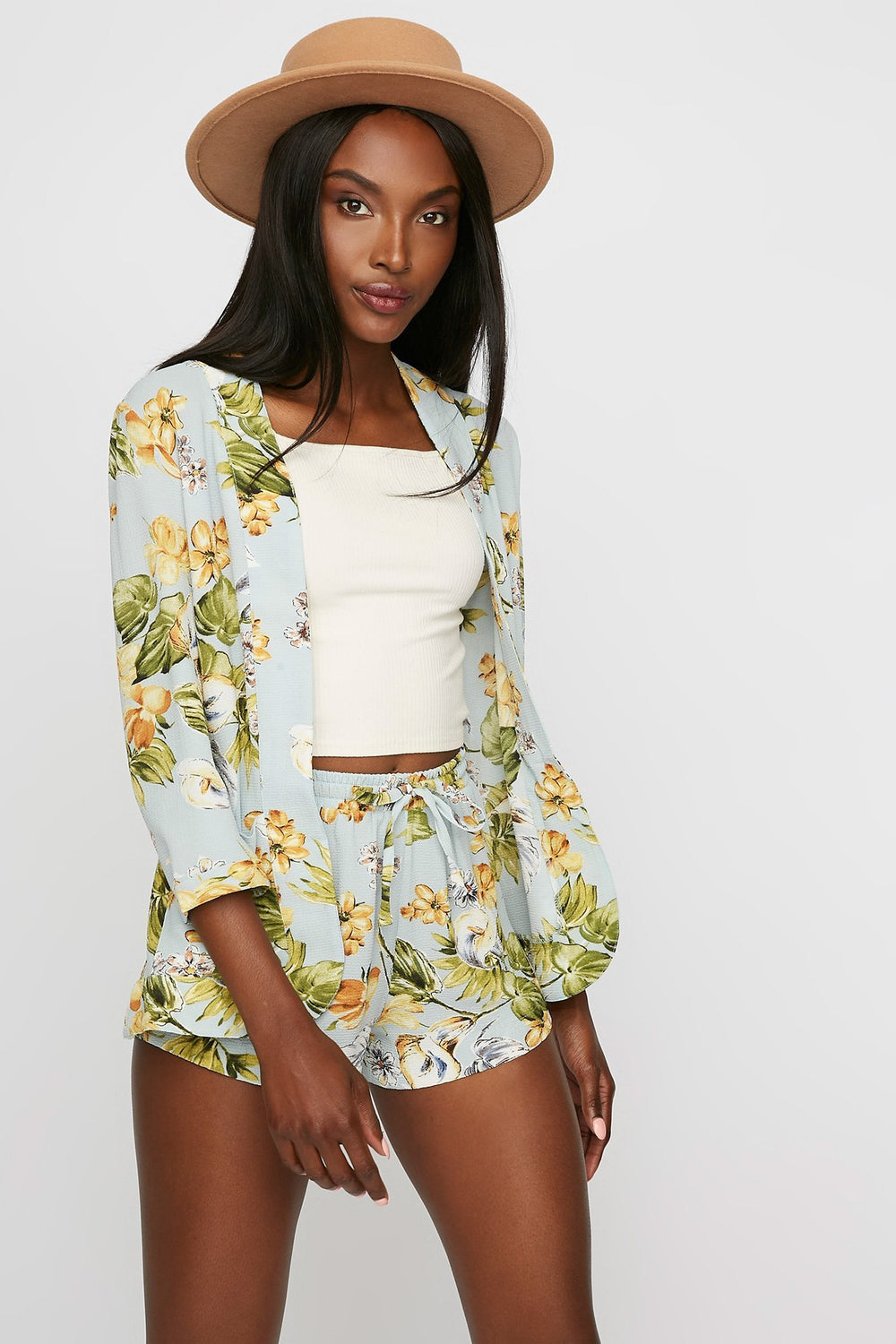 Women Short fleuri à taille coulissante Multi