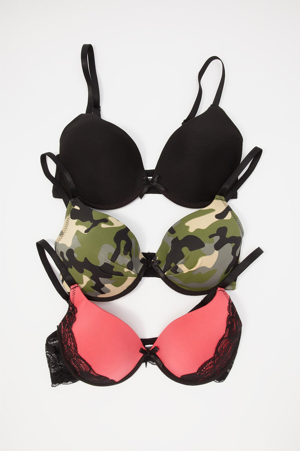 Women Soutien-gorge pigeonnant en dentelle à motif camouflage (3 unités) Multi