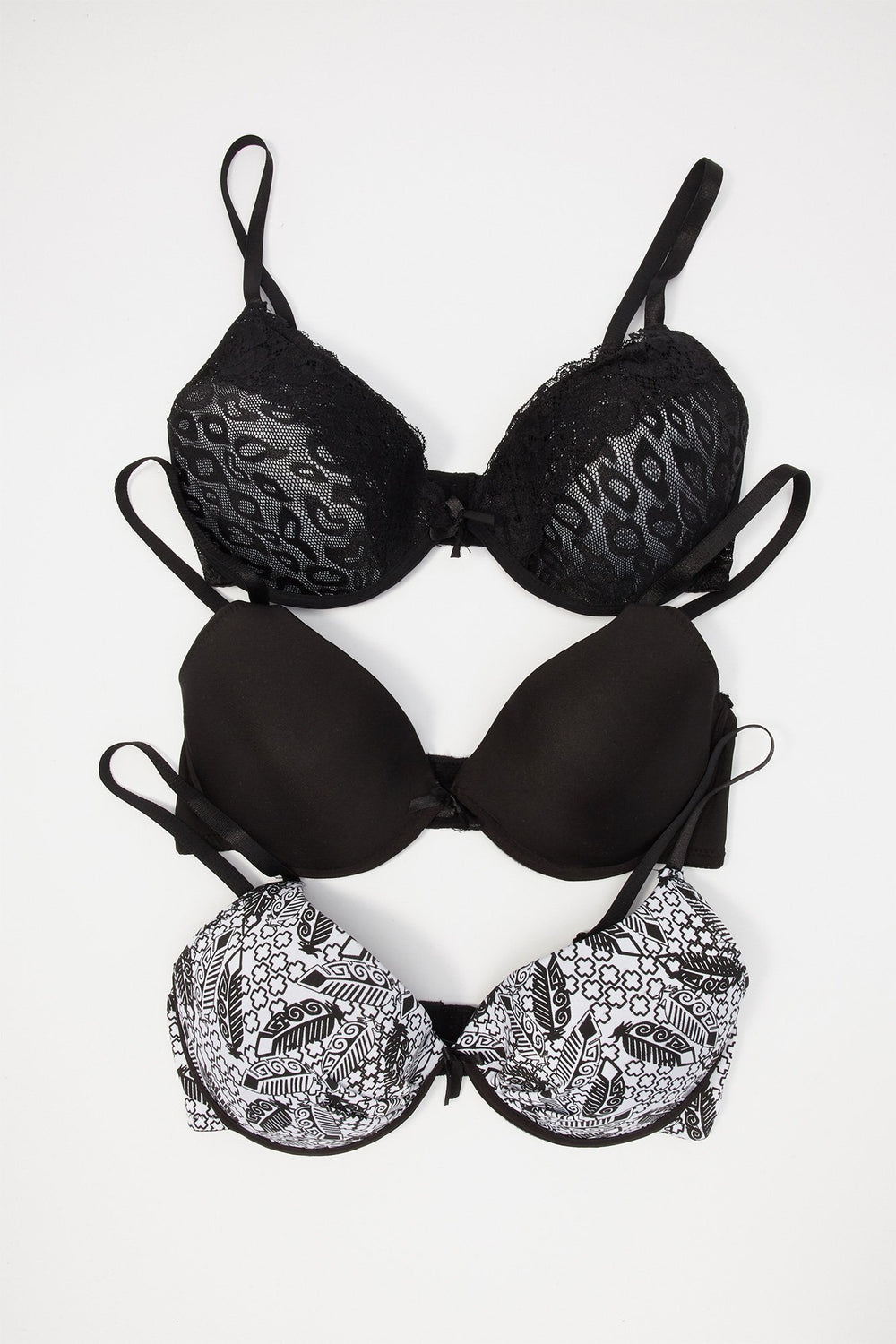 Women Soutien-gorge pigeonnant imprimé à décolleté plongeant (3 unités) Multi