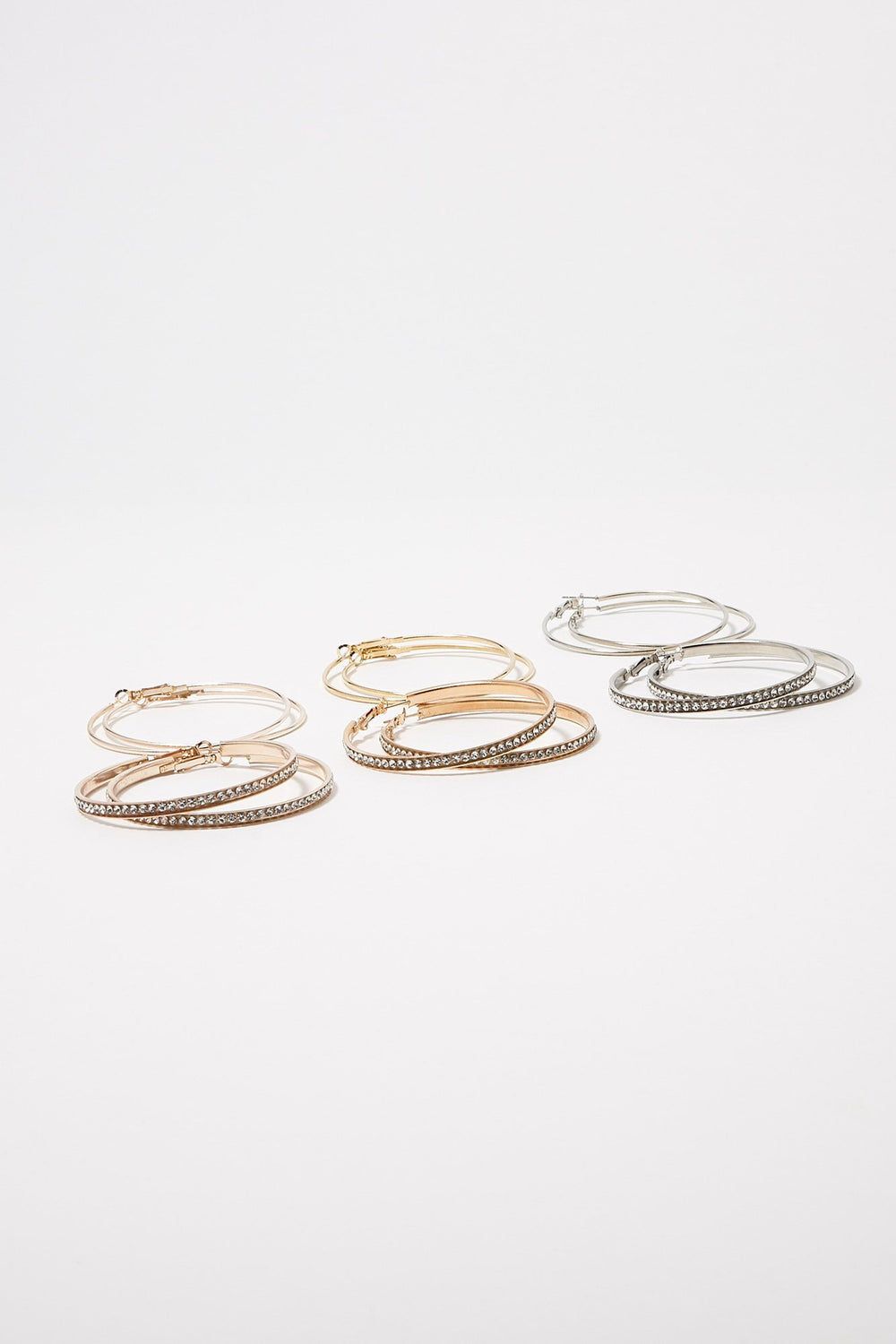 Women Clous d'oreilles et créoles avec pierres du Rhin (12 paires) Multi