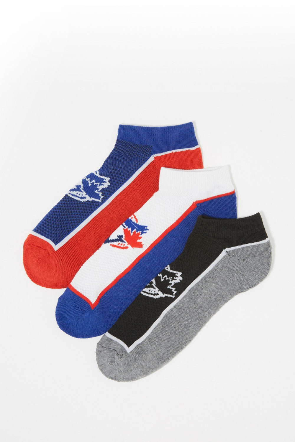 Men Colour Block Ankle Blue Jays Socks (3 Pairs) Multi