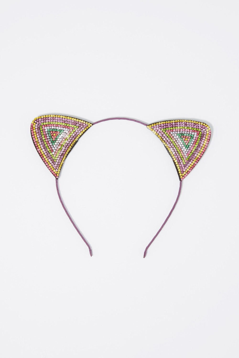 Women Coloured Rhinestone Cat Ears Headband Multi
