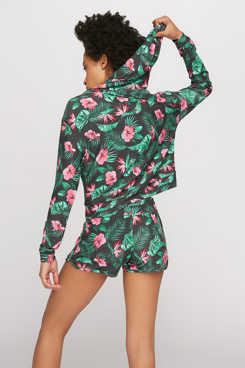 Women Fleece Drawstring Popover Hoodie Multi