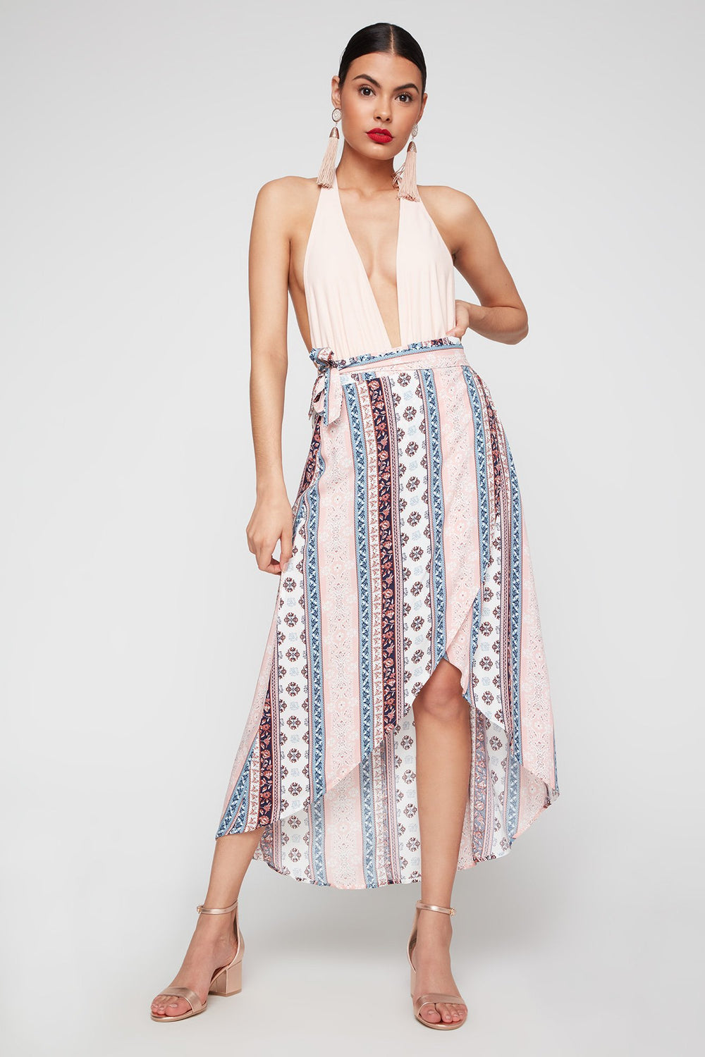Women Jupe maxi fleurie à taille haute Multi