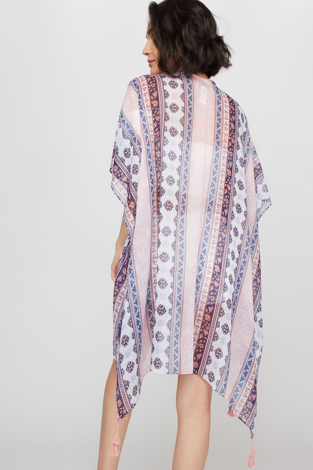Women Kimono à motif tribal avec pampilles Multi