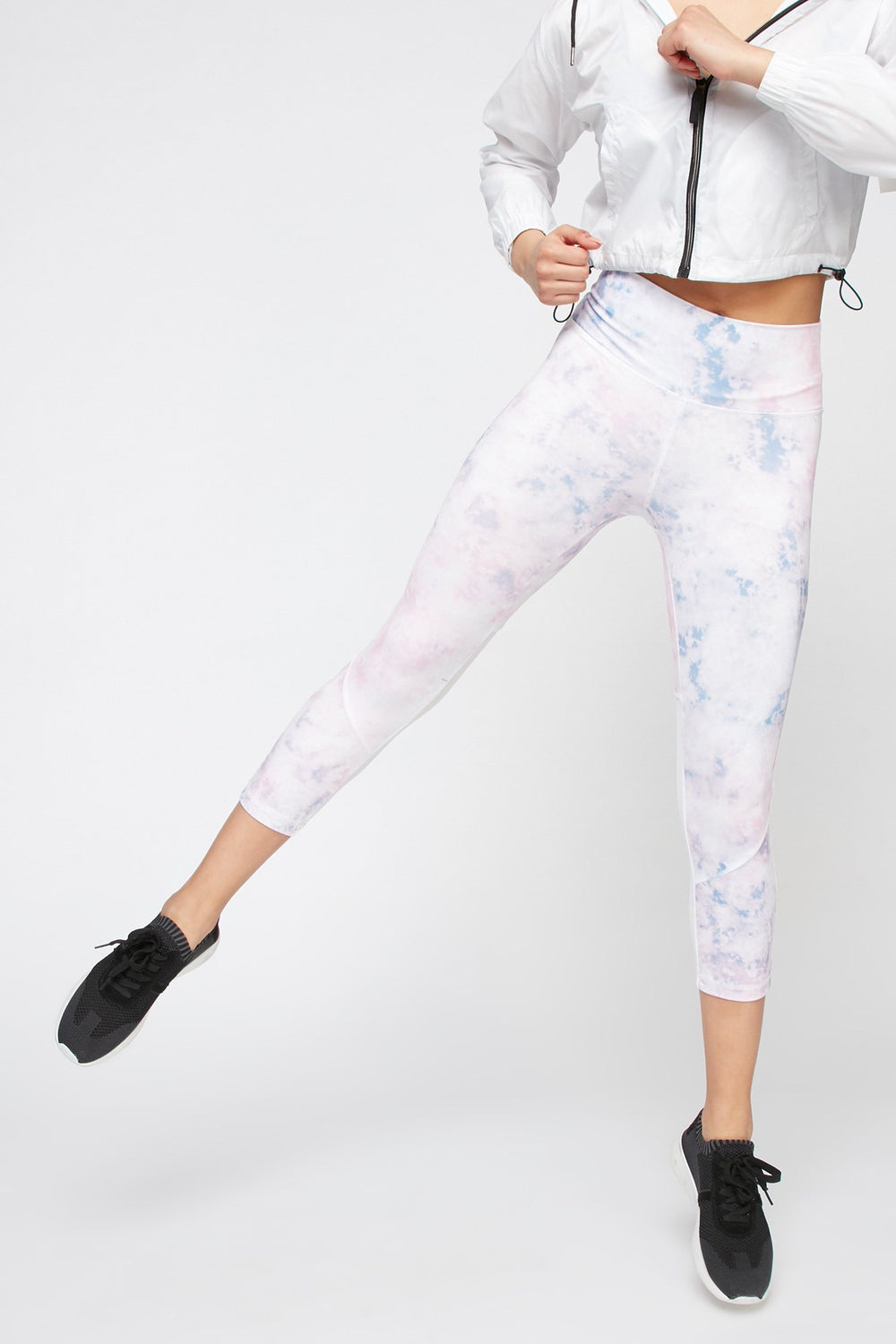 Women Legging court Infinite en filet teint par espacements à taille haute Multi