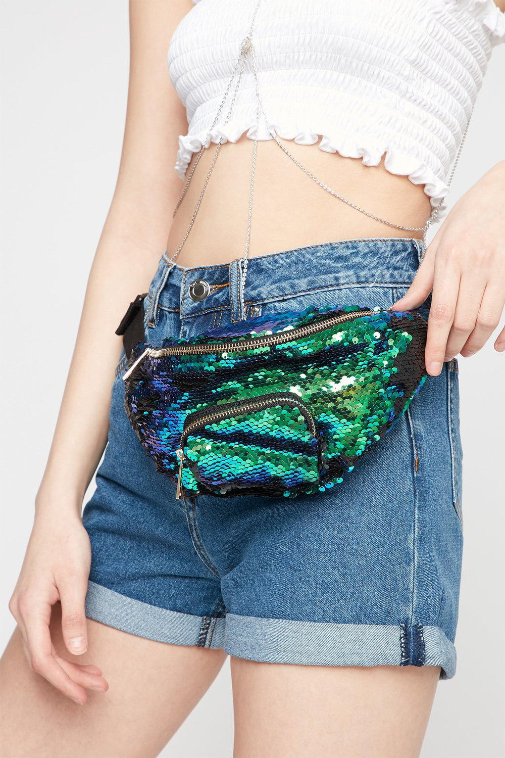 Women Sac banane à paillettes Multi