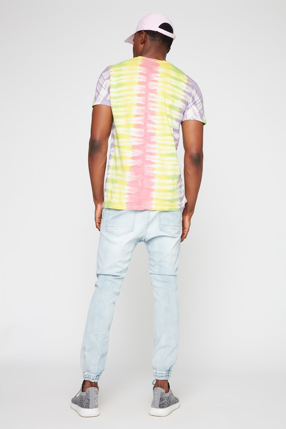 Men T-shirt rayé teint par espacements Multi