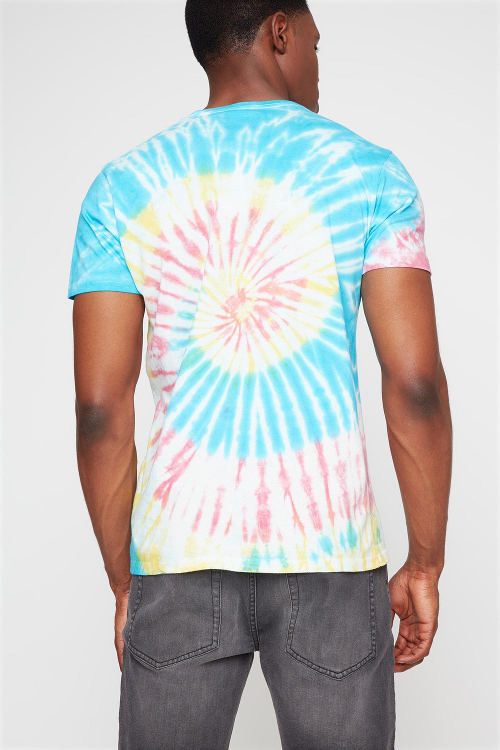 Men T-shirt teint par espacements avec tourbillon Multi