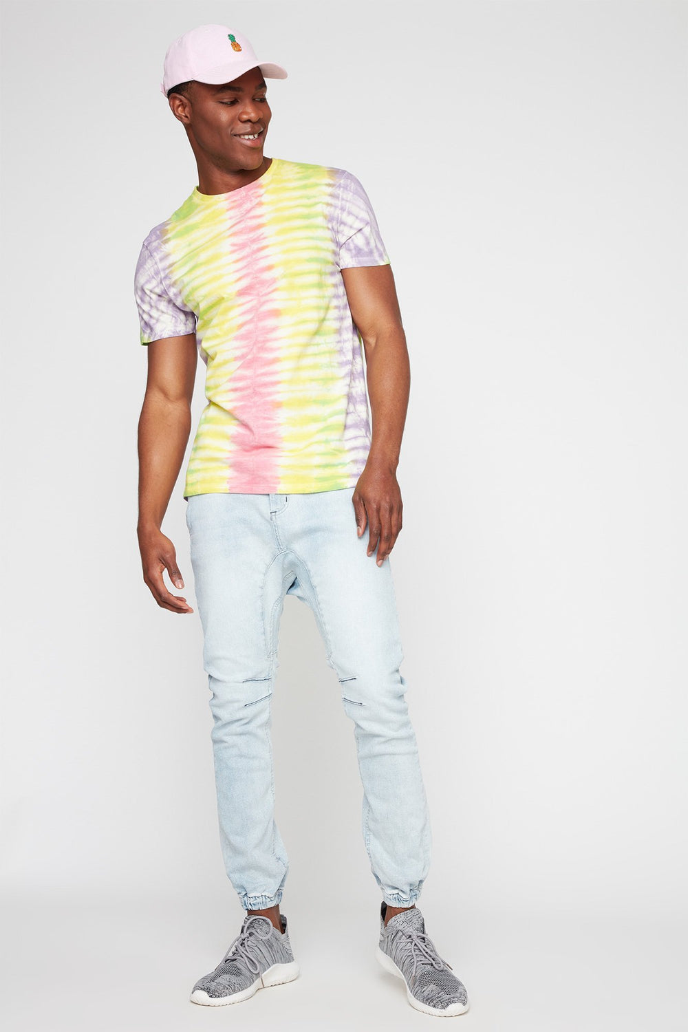 Men Tie-Dye Striped T-Shirt Multi