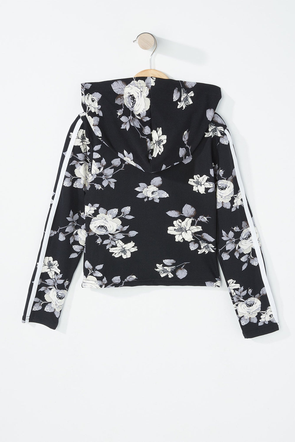 Kids Girls Printed Side Stripe Cropped Hoodie Multi