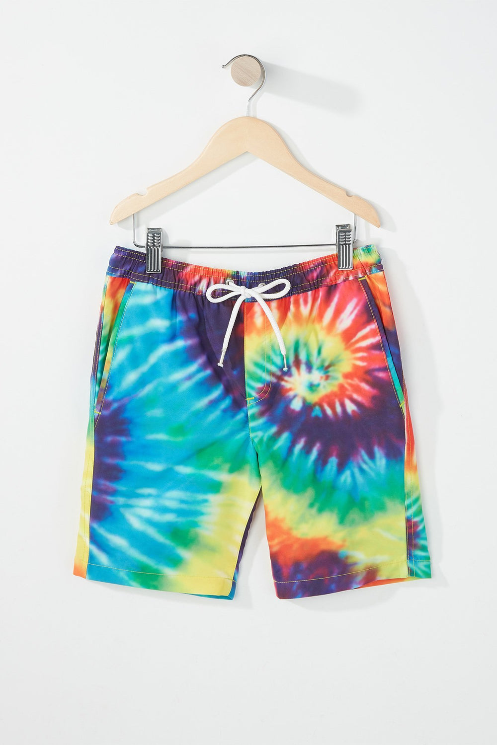 Kids Short de surfeur teint par espacements à taille coulissante pour garçon Multi