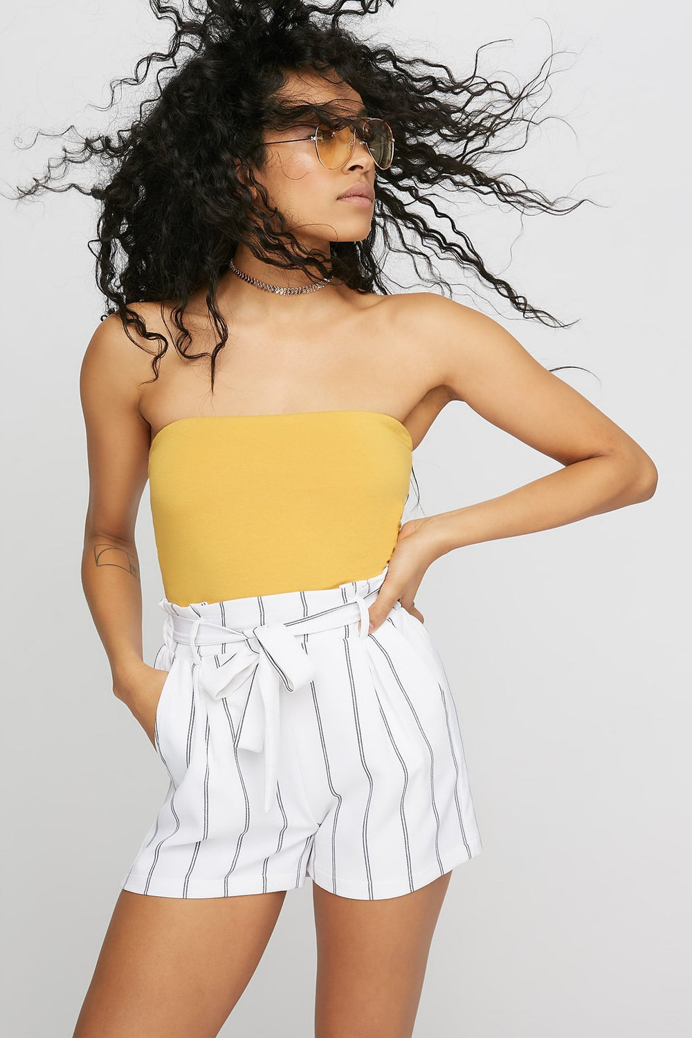 Women Basic Tube Top Mustard