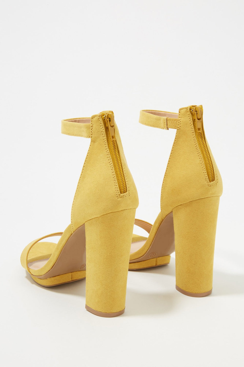 Women Faux-Suede Banded Platform Block Heel Mustard